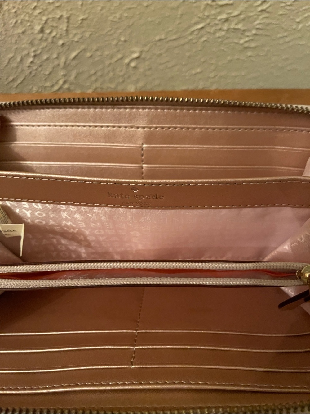 kate spade hard-to-find metallic champagne/rose gold wallet - Picture 9 of 11
